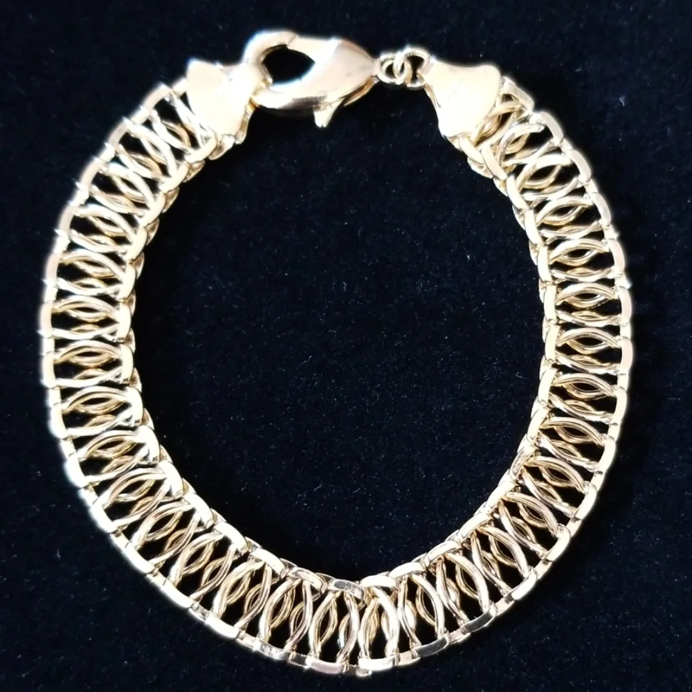 18k Gold-Plated Ribbon Design Linked Chain Bracelet NWT - Picture 4 of 8